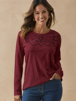 Tee-shirt brodé manches longues