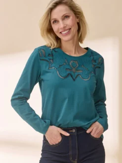 Tee-shirt brodé manches longues