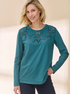 Tee-shirt brodé manches longues