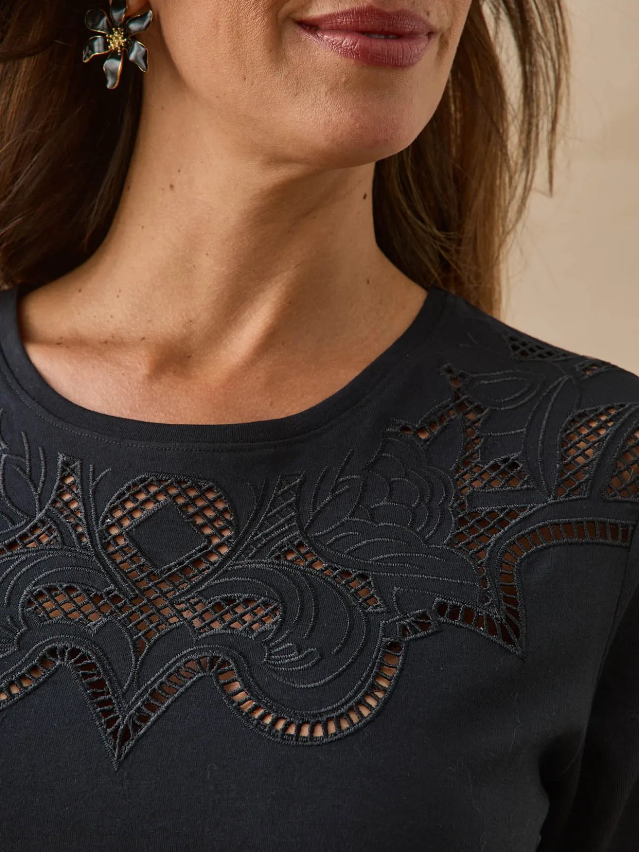 Tee-shirt brodé manches longues