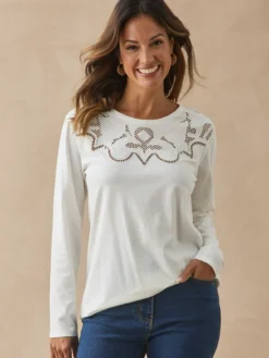 Tee-shirt brodé manches longues