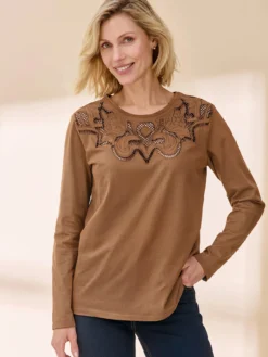 Tee-shirt brodé manches longues