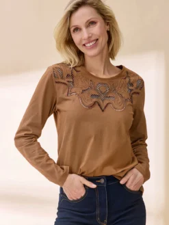 Tee-shirt brodé manches longues