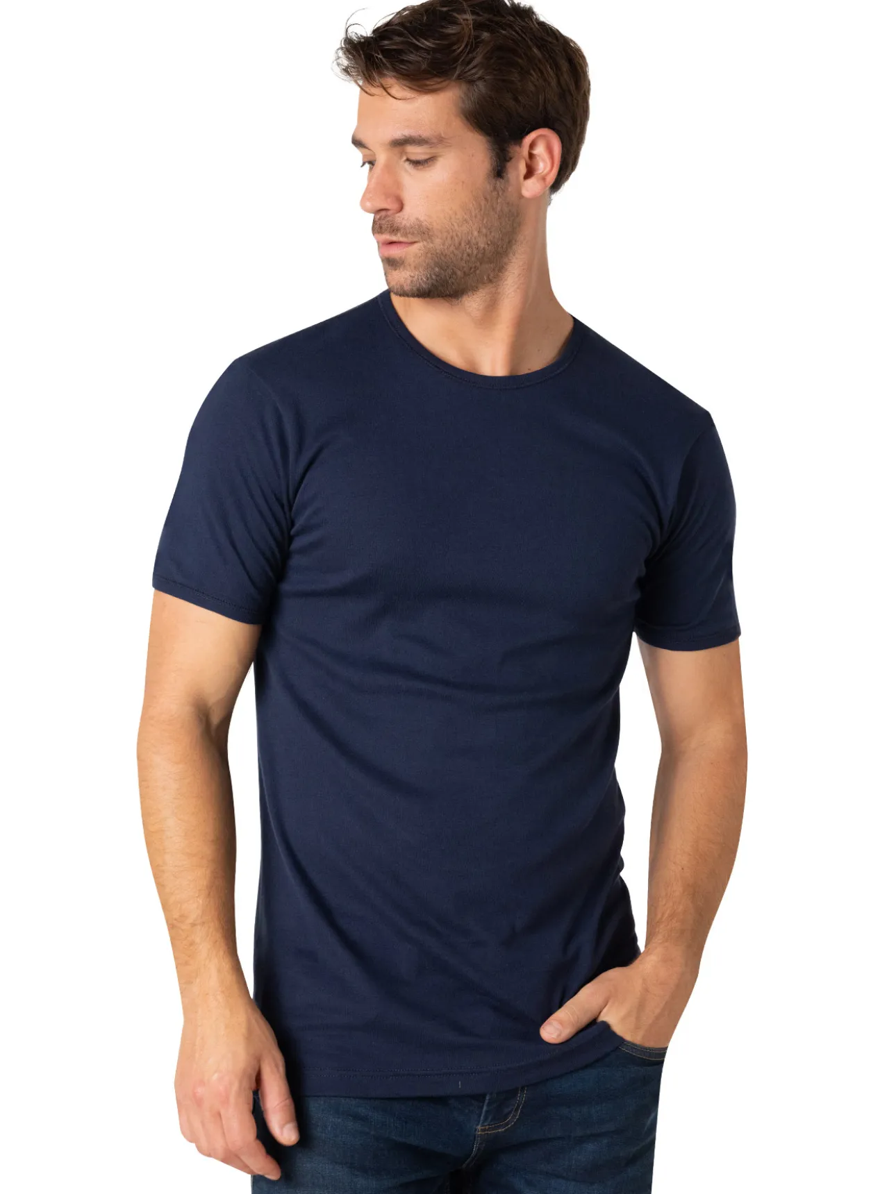 Tee-shirt encolure ronde, pur coton