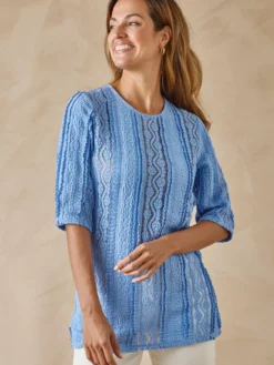 Tee-shirt en maille effet dentelle