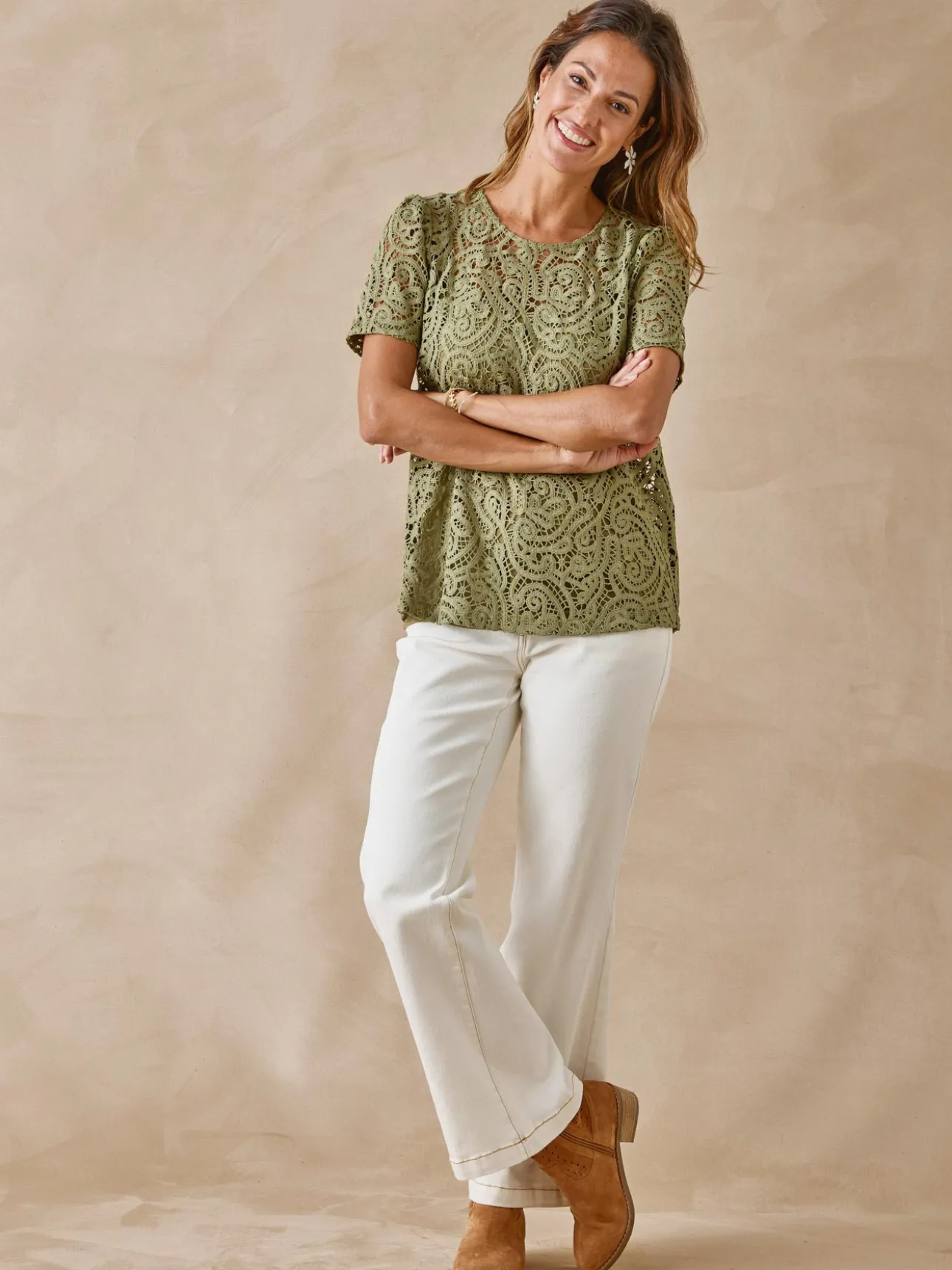 Tee-shirt macramé col rond