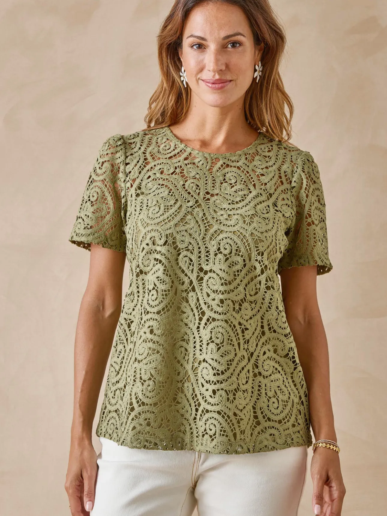 Tee-shirt macramé col rond