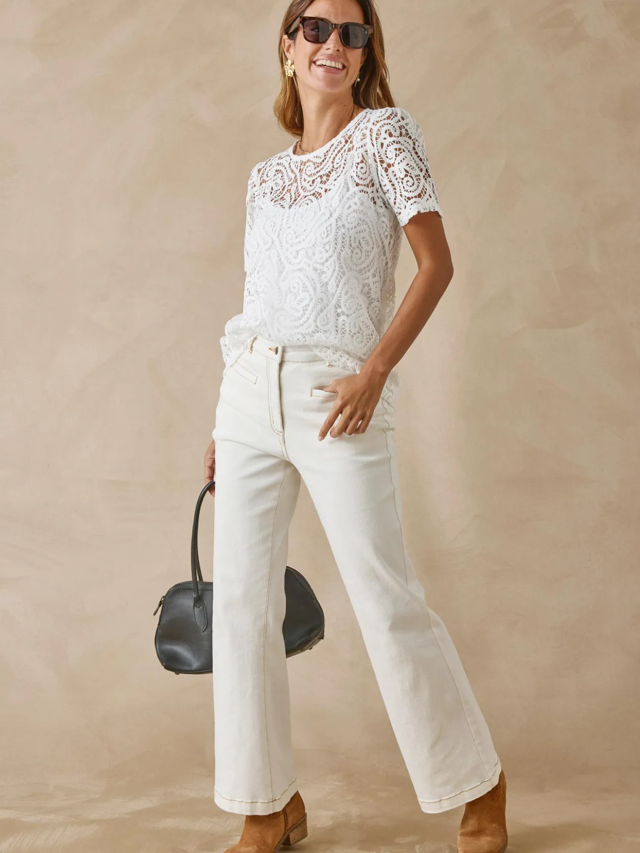 Tee-shirt macramé col rond