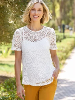 Tee-shirt macramé col rond