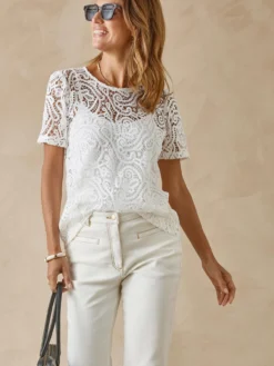 Tee-shirt macramé col rond