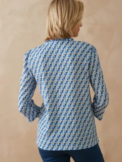 Tee-shirt maille gaufrée col volanté