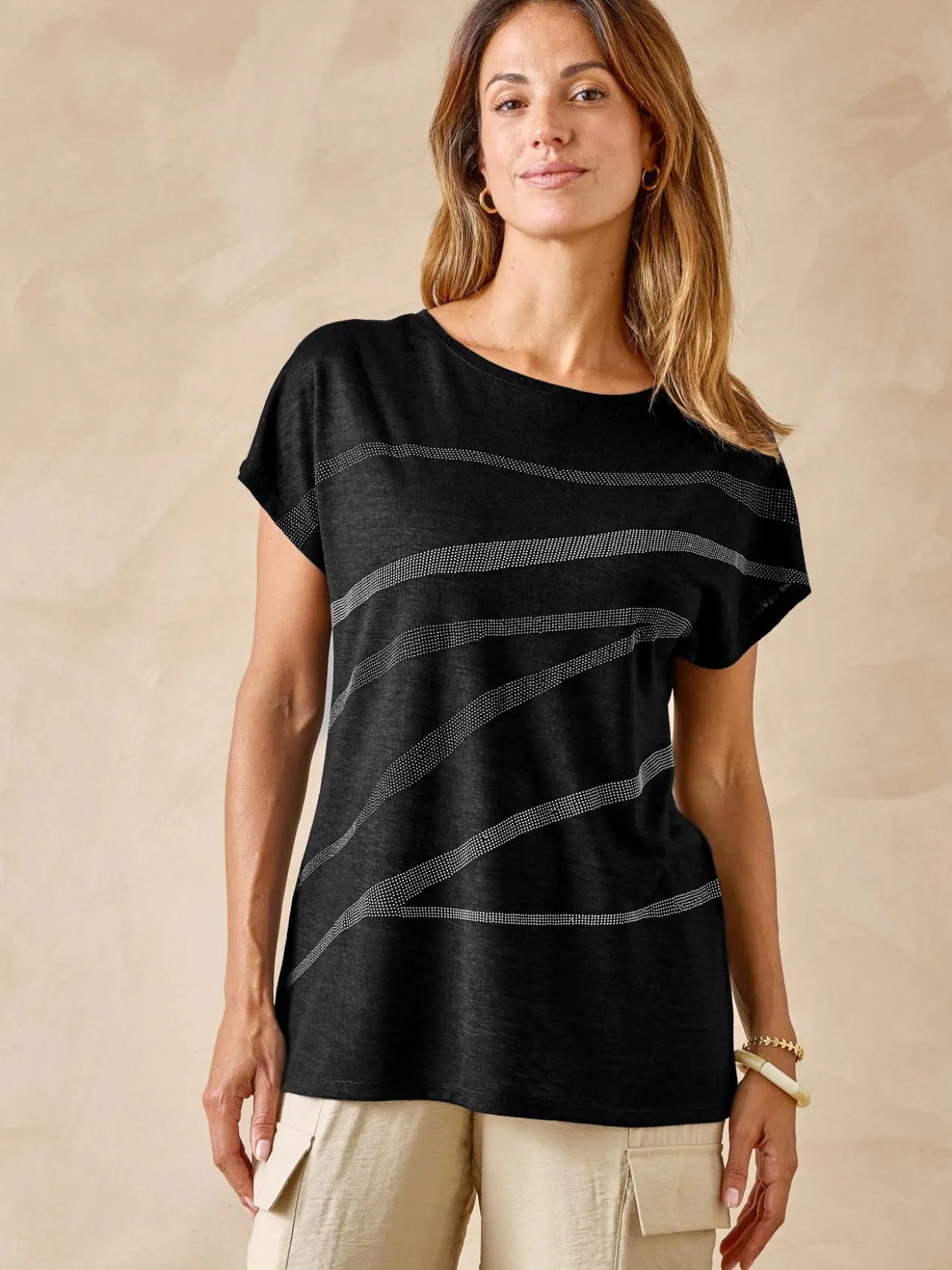 Tee-shirt manches T détails strass