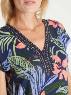 Tee-shirt perles fantaisie maille fluide