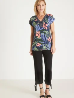 Tee-shirt perles fantaisie maille fluide