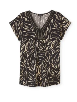 Tee-shirt perles fantaisie maille fluide