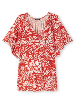 Tee-shirt V smocks au dos