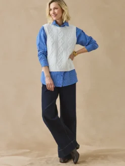 Tricot sans manches à torsades