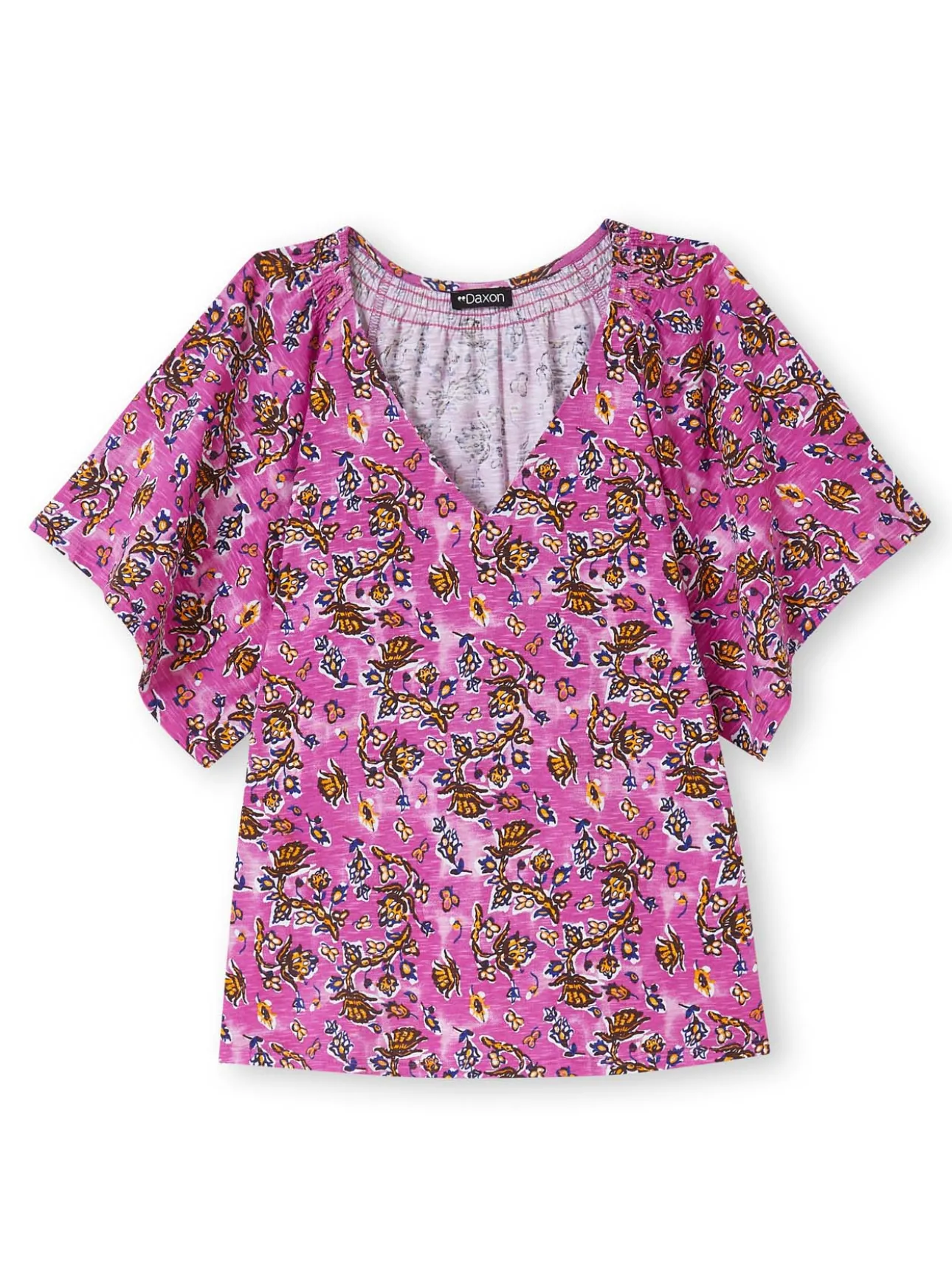 T-shirt col V manches papillon