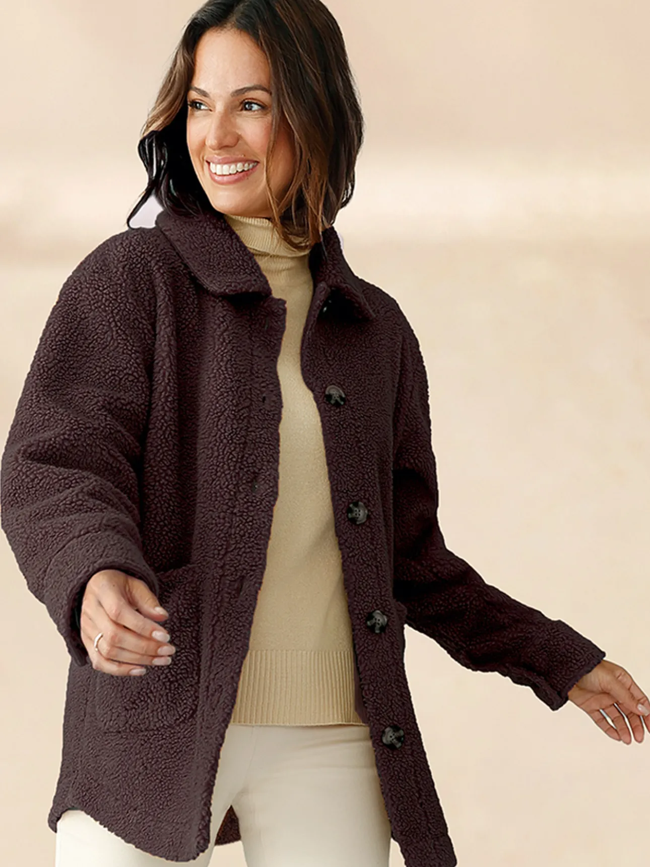 Veste chaude en maille moutonnée