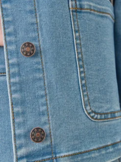 Veste en jean col rond surpiquée