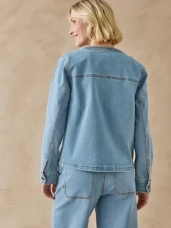 Veste en jean col rond surpiquée