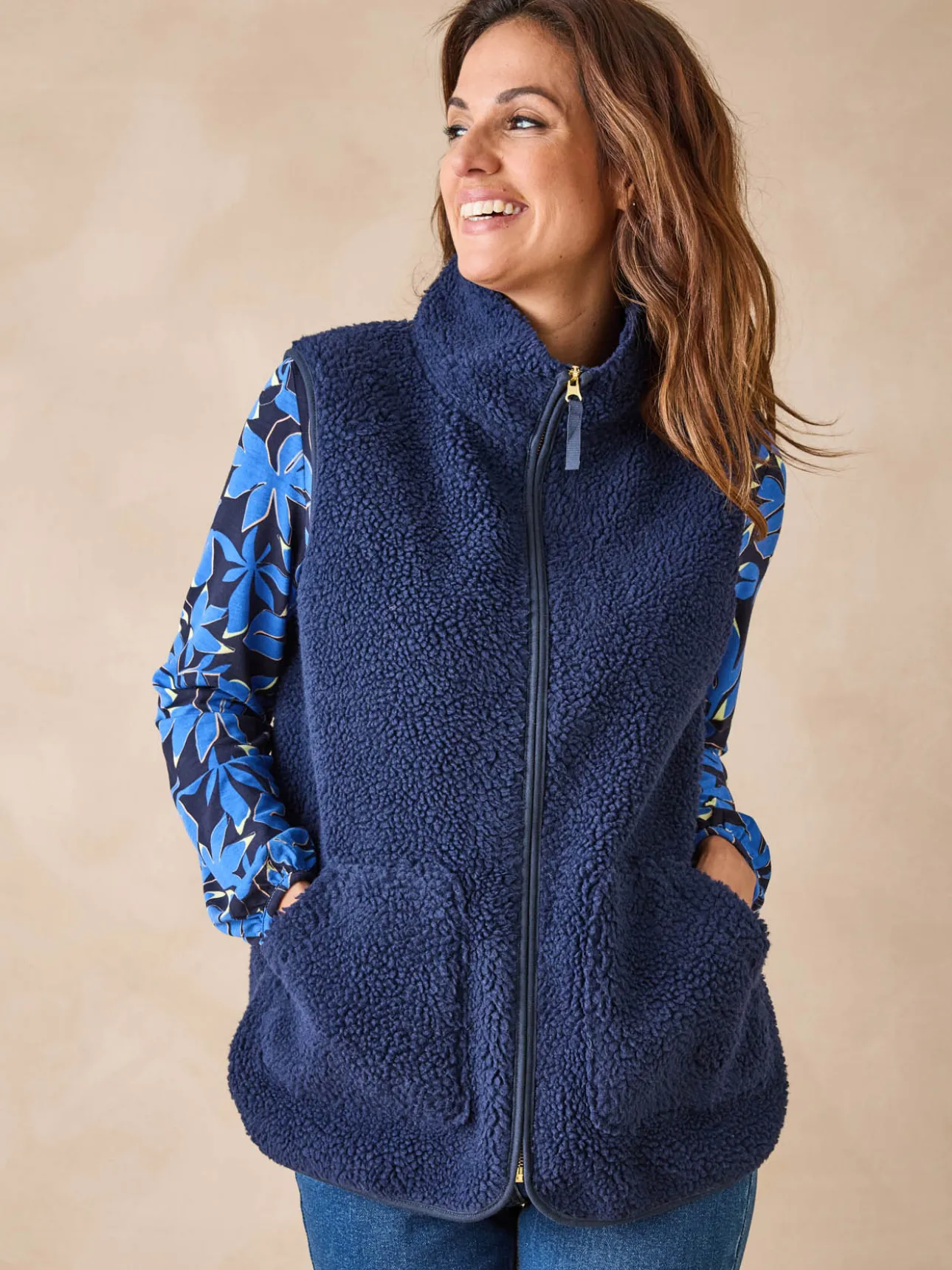 Veste sans manches sherpa moumoute