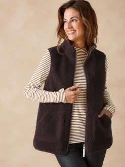 Veste sans manches sherpa moumoute