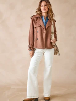 Veste style trench en suédine