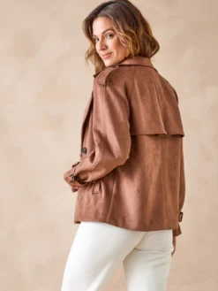 Veste style trench en suédine