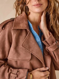 Veste style trench en suédine