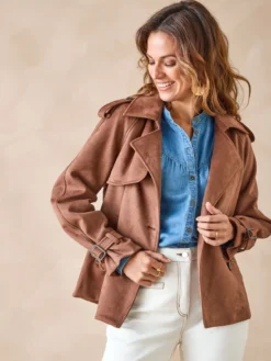 Veste style trench en suédine